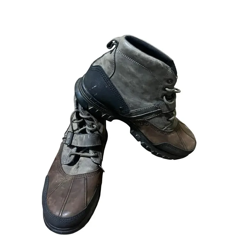 Polo Ralph Lauren Tyrek Boots Men 13D Brown Gray Oiled Leather Buckle Hiking